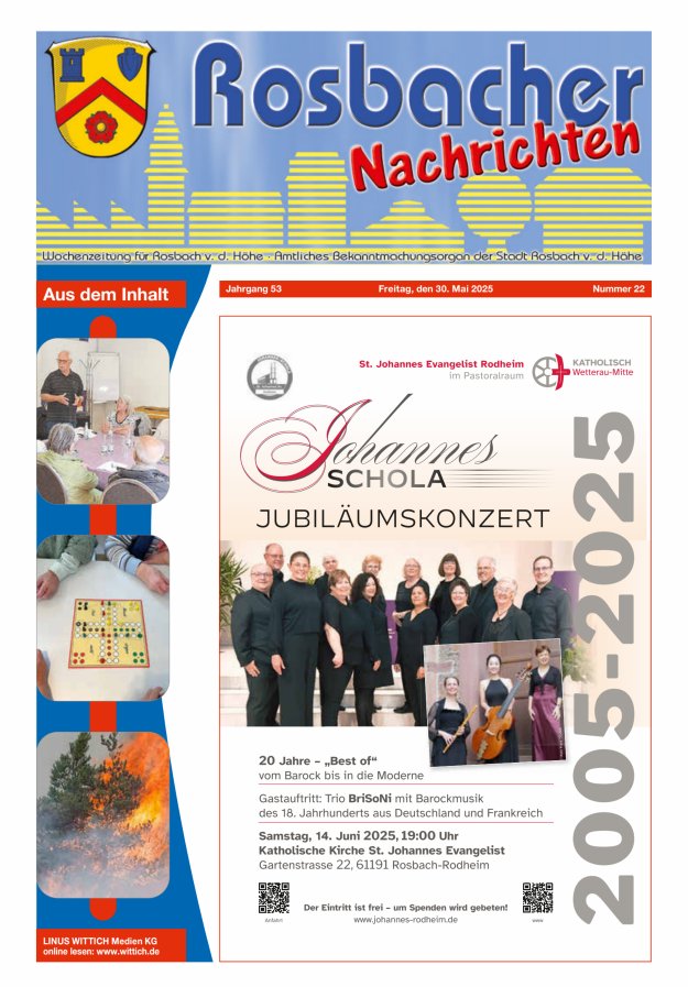Rosbacher Nachrichten Titelblatt 22/2025