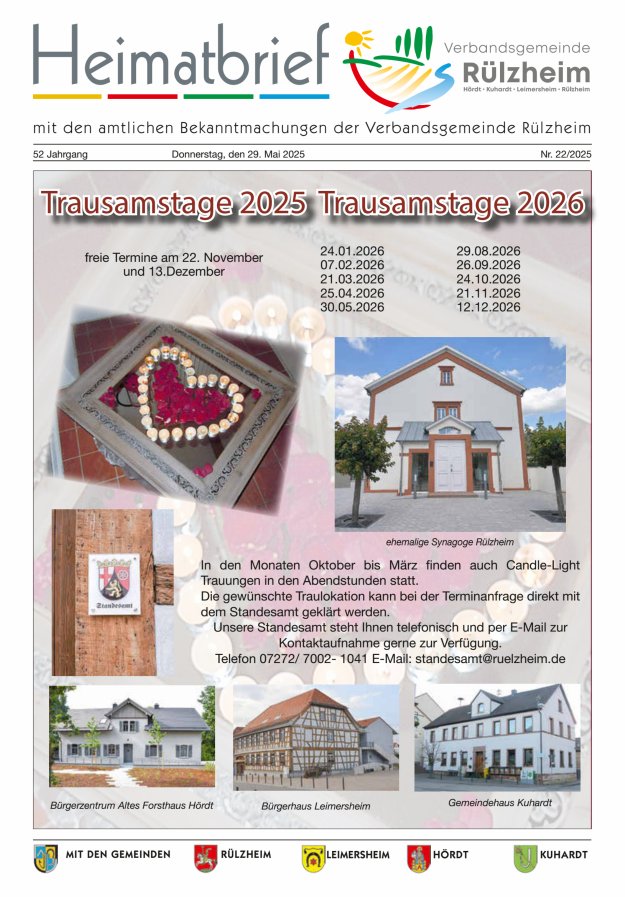 Heimatbrief VG Rülzheim Titelblatt 22/2025