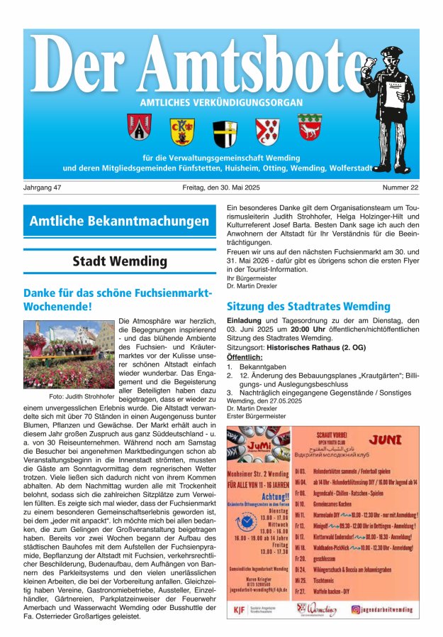 Der Amtsbote - Wemding Verwaltungsgemeinschaft Titelblatt 22/2025