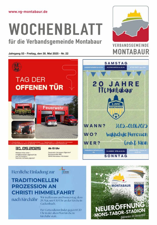 Wochenblatt der Verbandsgemeinde Montabaur Titelblatt 22/2025
