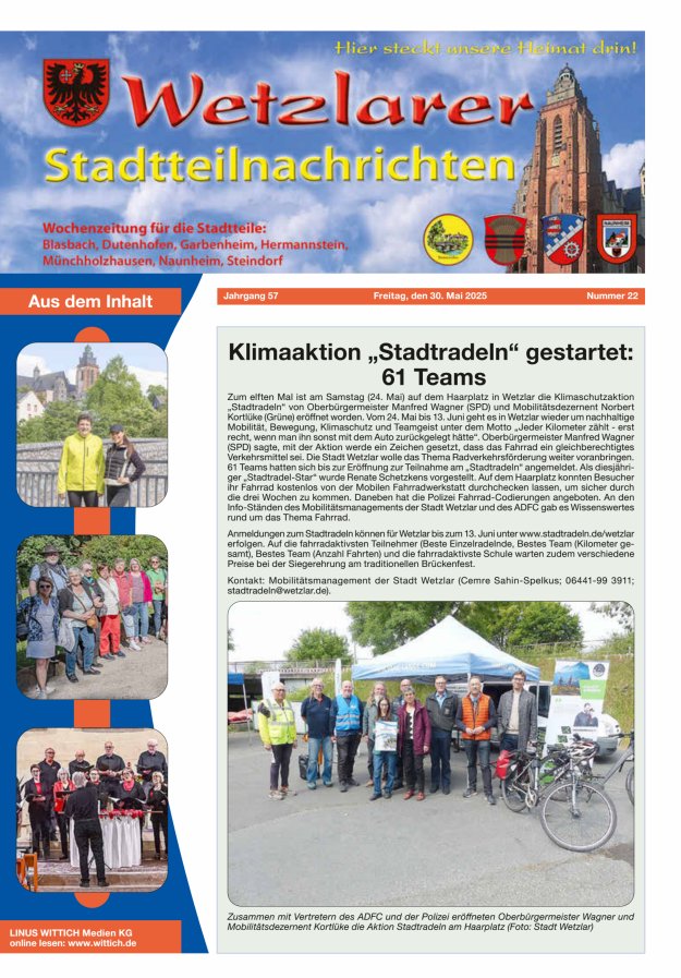 Wetzlarer Stadtteilnachrichten Titelblatt 22/2025