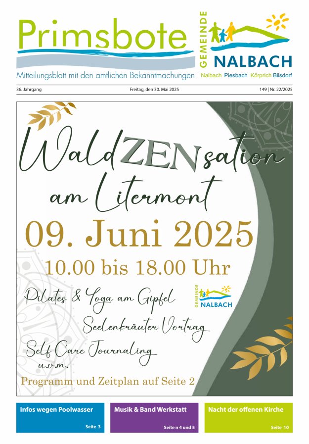 Primsbote Gemeinde Nalbach Titelblatt 22/2025
