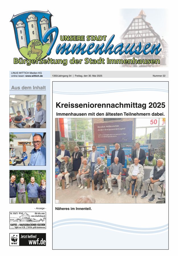 Unsere Stadt Immenhausen Titelblatt 22/2025