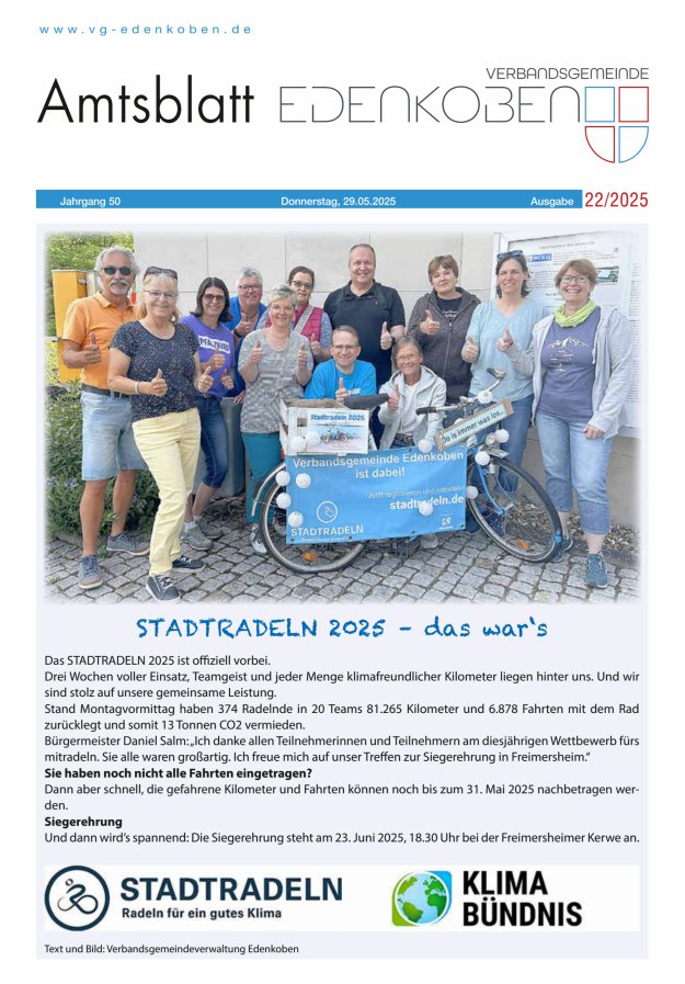 Amtsblatt VG Edenkoben Titelblatt 22/2025