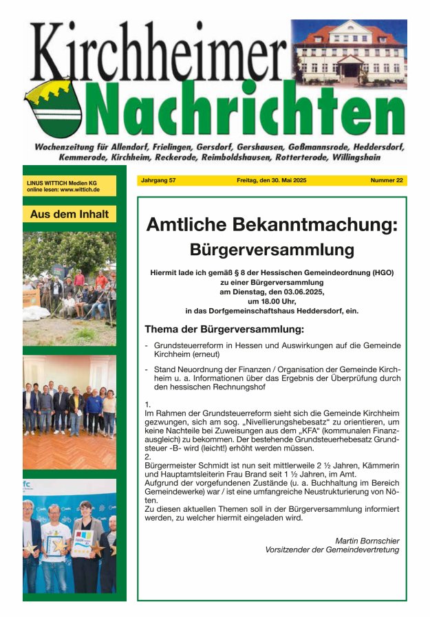 Kirchheimer Nachrichten Titelblatt 22/2025