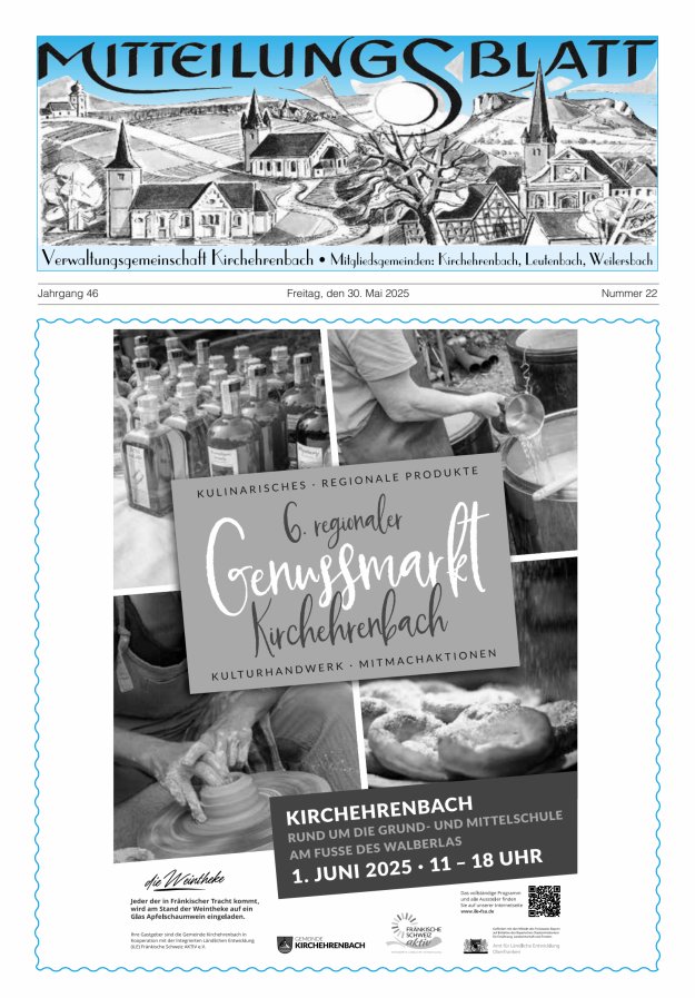 Mitteilungsblatt Verwaltungsgemeinschaft Kirchehrenbach Titelblatt 22/2025