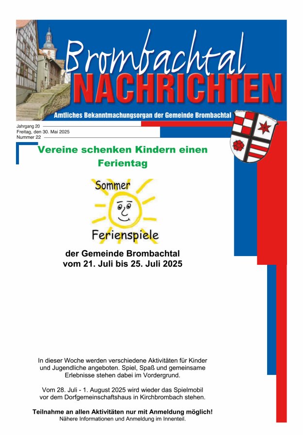 Brombachtal-Nachrichten Amtsblatt der Gemeinde Brombachtal Titelblatt 22/2025