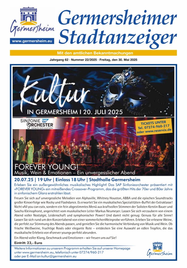 Germersheimer Stadtanzeiger Titelblatt 22/2025