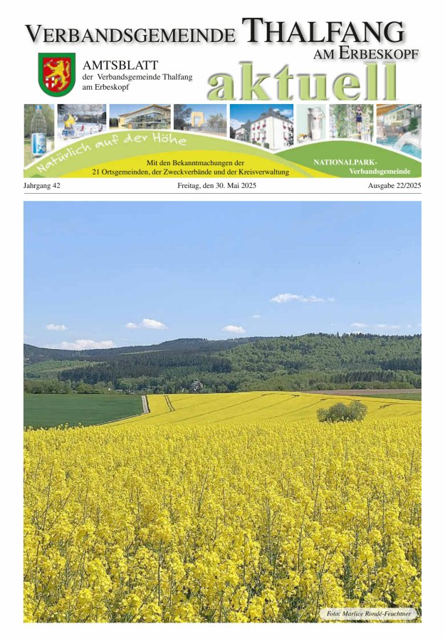 Thalfang aktuell - Amtsblatt VG Thalfang Titelblatt 22/2025