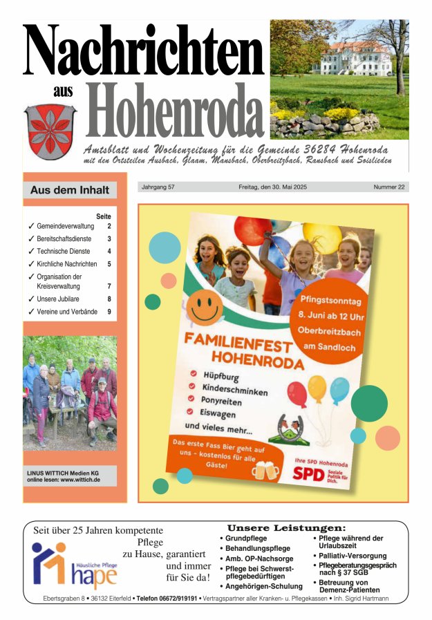 Nachrichten aus Hohenroda Titelblatt 22/2025