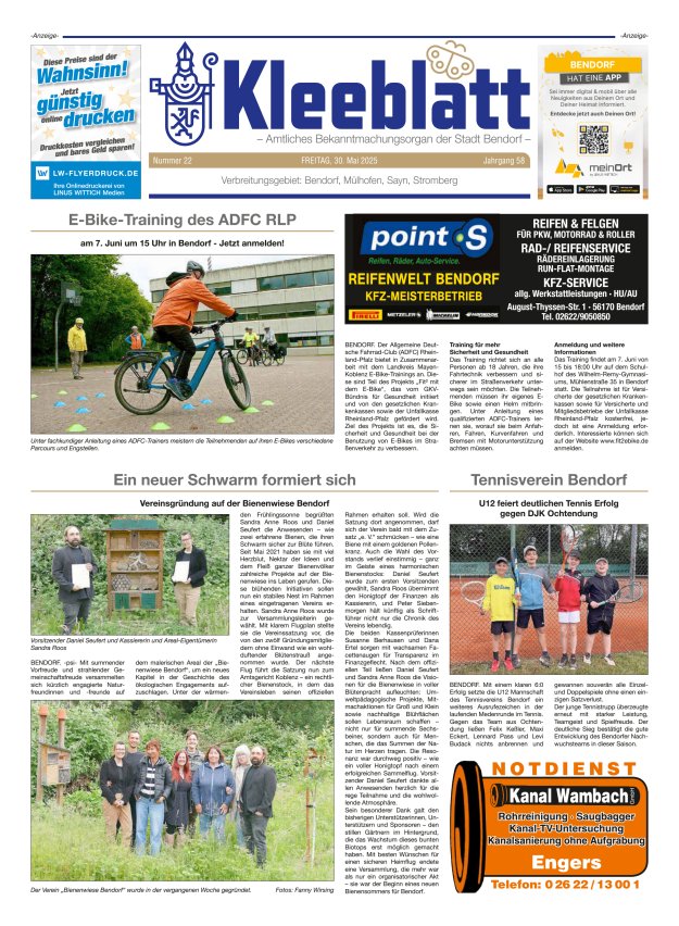 Kleeblatt - Amtliches Bekanntmachungsorgan der Stadt Bendorf Titelblatt 22/2025