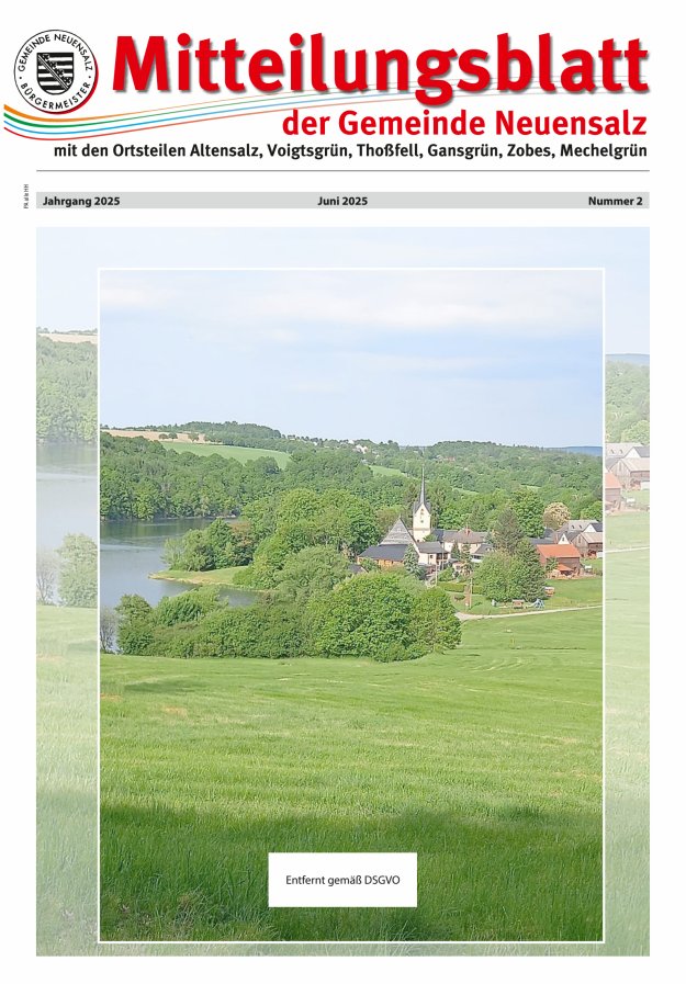 Mitteilungsblatt der Gemeinde Neuensalz Titelblatt 02/2025