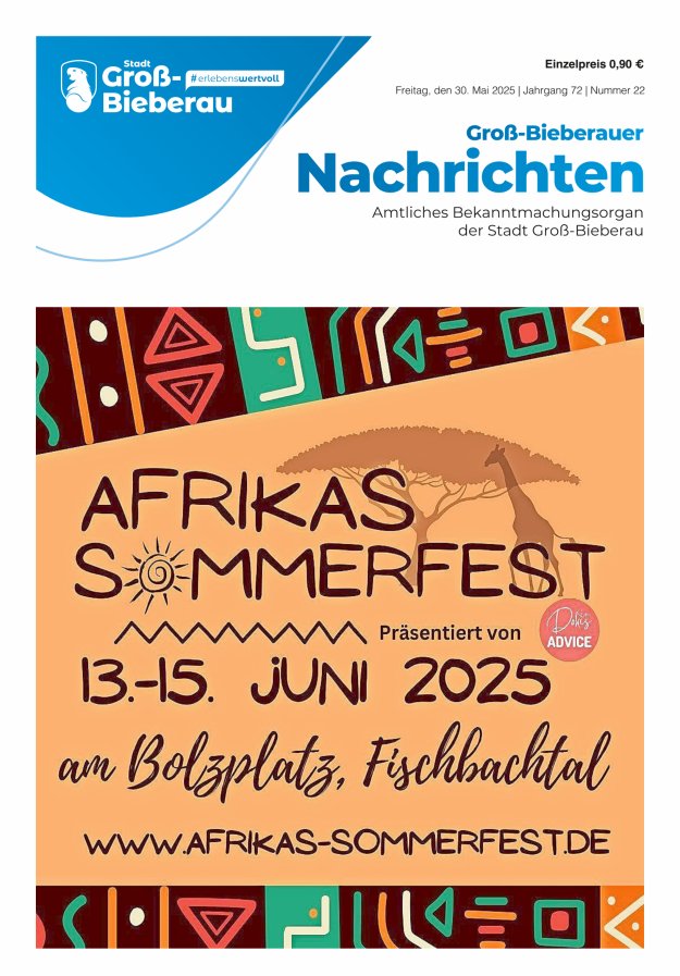 Groß-Bieberauer Nachrichten Titelblatt 22/2025