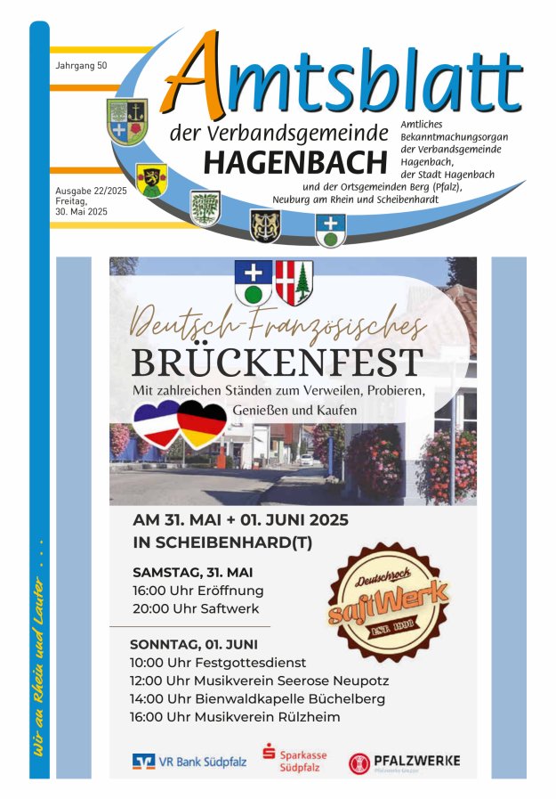 Amtsblatt der VG Hagenbach Titelblatt 22/2025