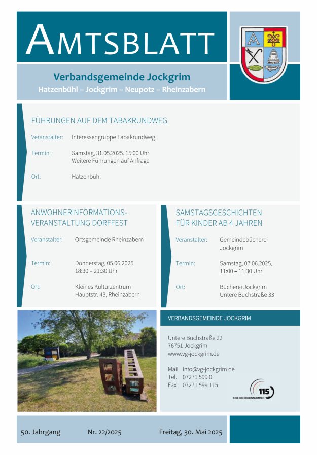 Amtsblatt VG Jockgrim Titelblatt 22/2025