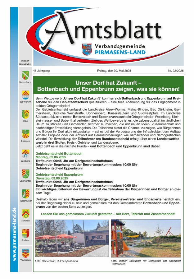 Amtsblatt VG Pirmasens-Land Titelblatt 22/2025