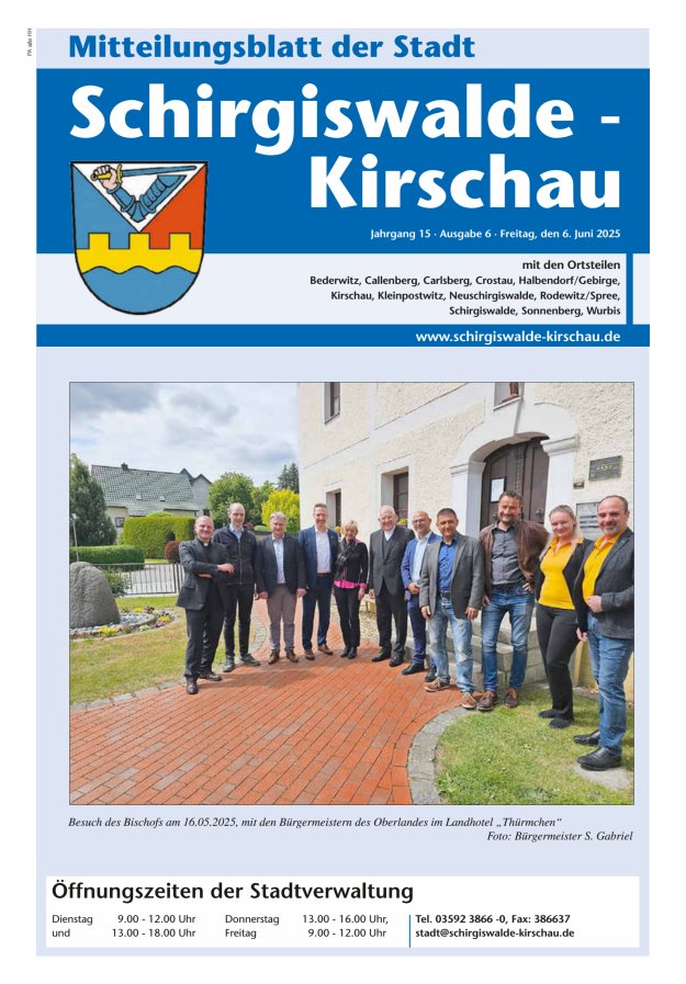 Amtliches Mitteilungsblatt der Stadt Schirgiswalde-Kirschau mit den Ortsteilen Titelblatt 06/2025
