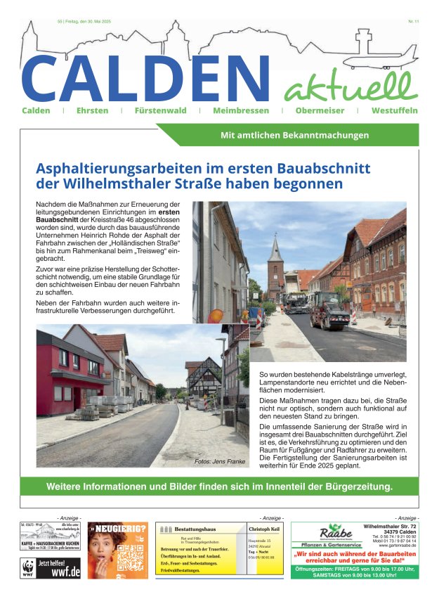 Calden aktuell Titelblatt 11/2025