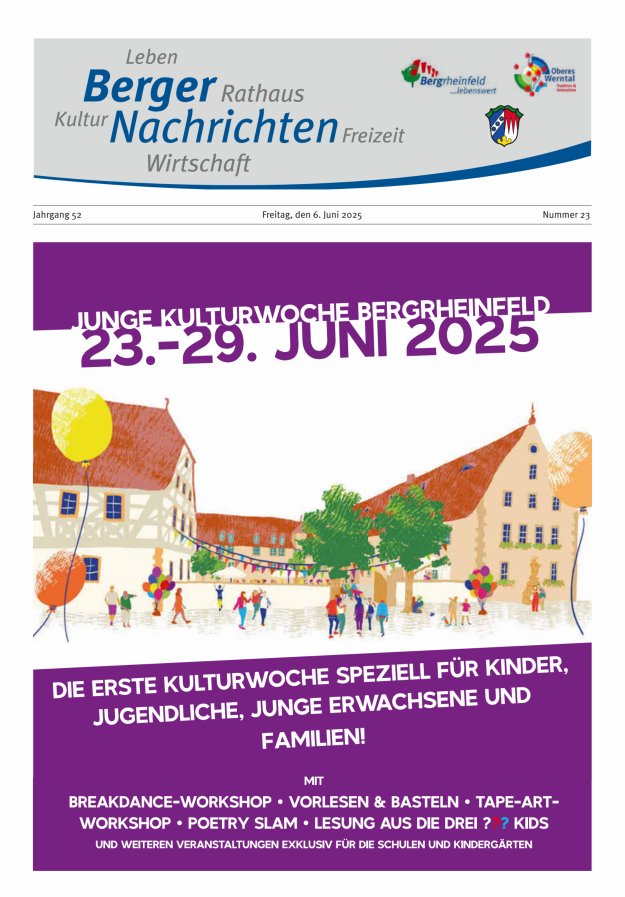 Berger Nachrichten, Bergrheinfeld Titelblatt 23/2025