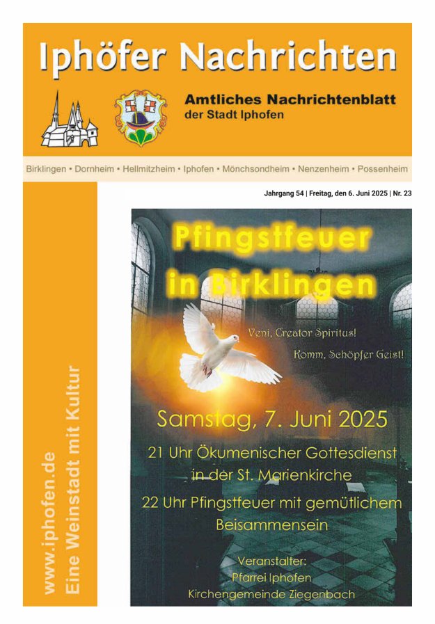 Iphöfer Nachrichten Titelblatt 23/2025