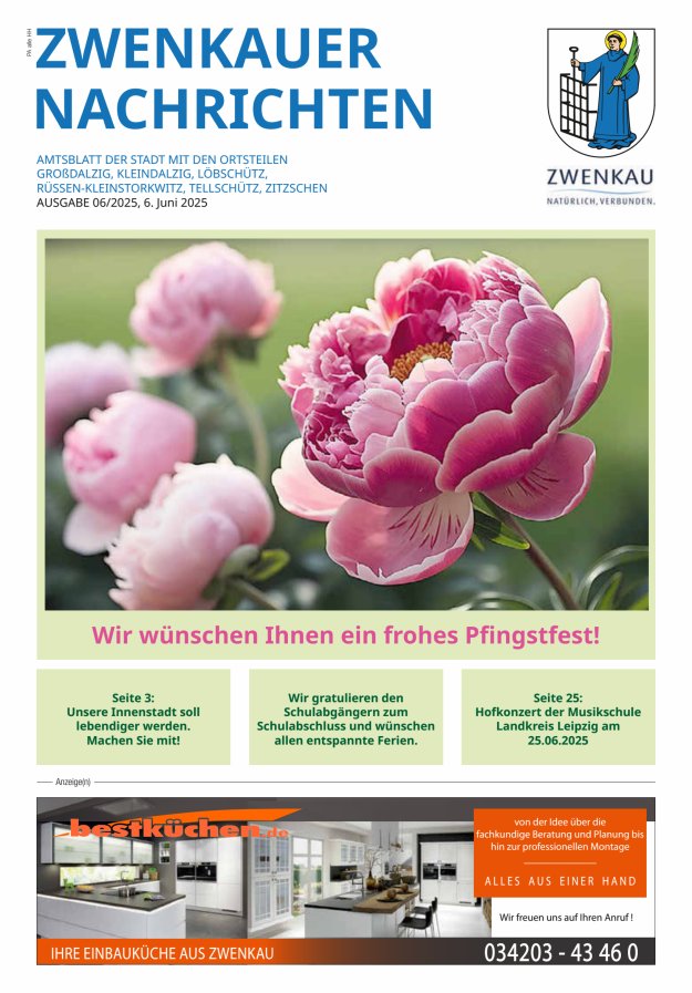 Zwenkauer Nachrichten - Amtsblatt der Stadt mit ihren Ortsteilen Titelblatt 06/2025
