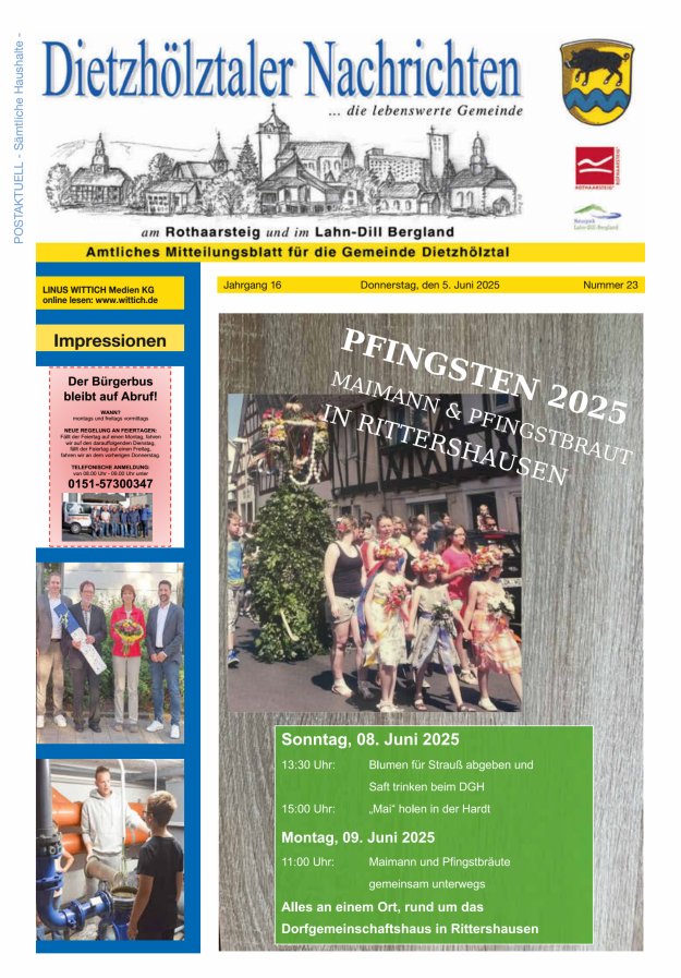 Dietzhölztaler Nachrichten Titelblatt 23/2025