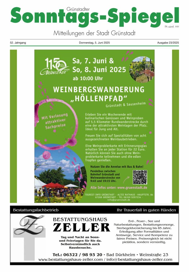Grünstadter Sonntags-Spiegel Titelblatt 23/2025