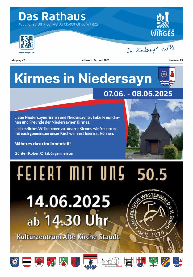 Das Rathaus - Informationen für die Bürger in der VG Wirges Titelblatt 23/2025