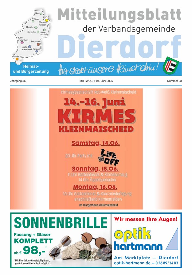 Mitteilungsblatt der Verbandsgemeinde Dierdorf Titelblatt 23/2025