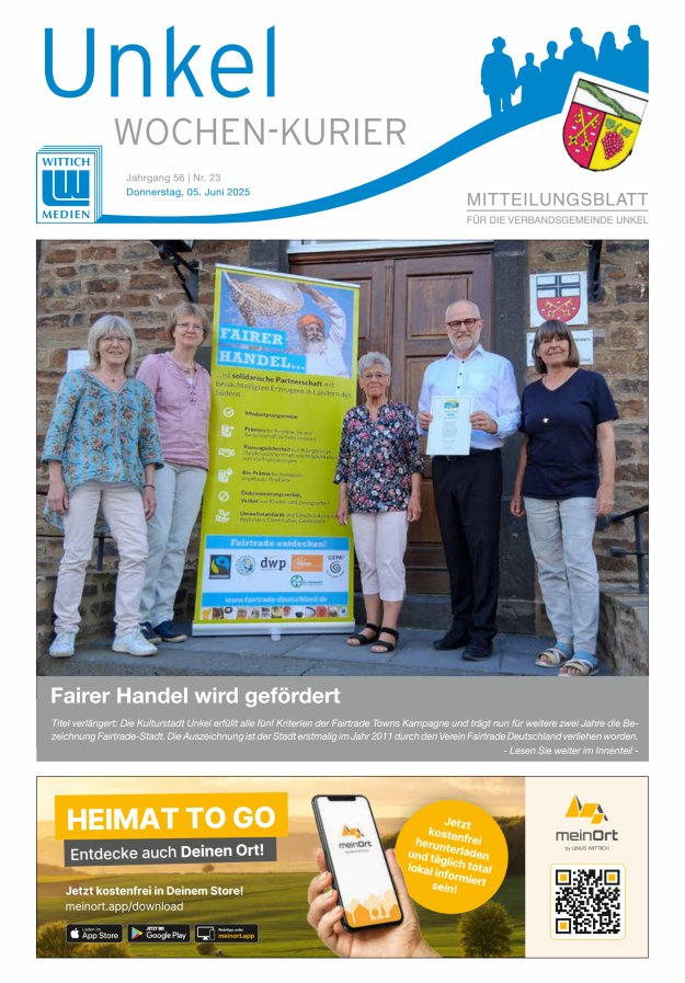 Wochen-Kurier Verbandsgemeinde Unkel Titelblatt 23/2025