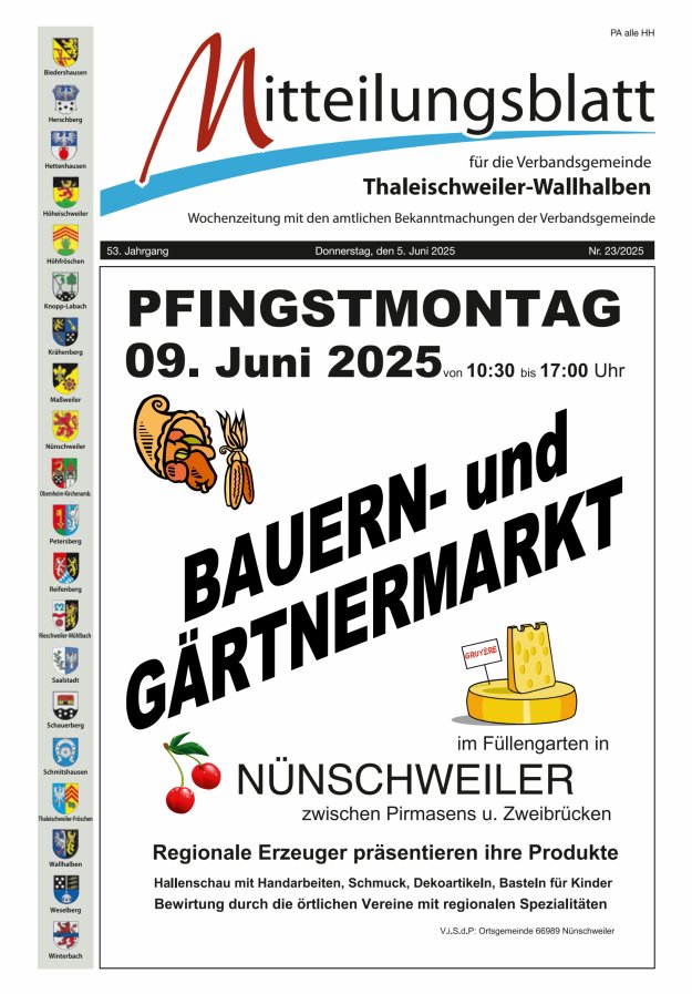 Mitteilungsblatt VG Thaleischweiler-Wallhalben Titelblatt 23/2025