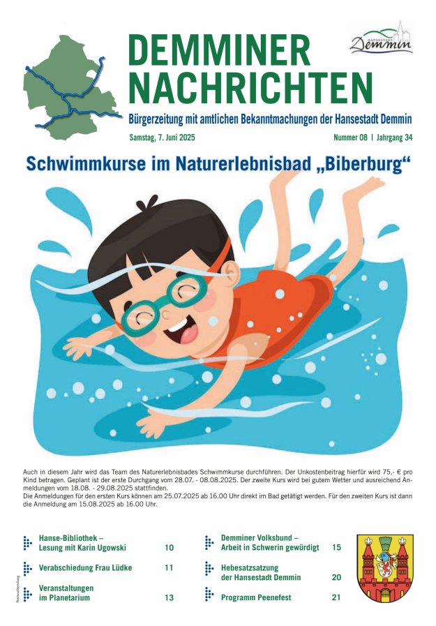 Demminer Nachrichten Titelblatt 08/2025