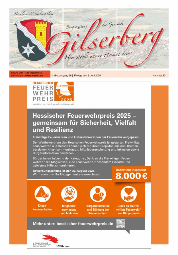 Hochland Mitteilungsblatt Gilserberg Titelblatt 23/2025