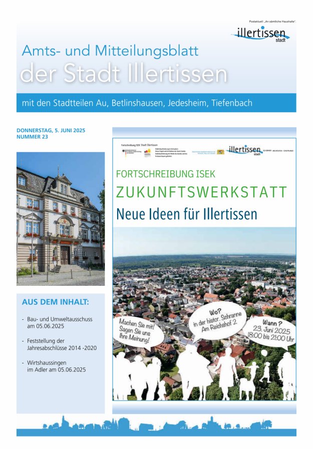 Amts- und Mitteilungsblatt Stadt Illertissen Titelblatt 23/2025