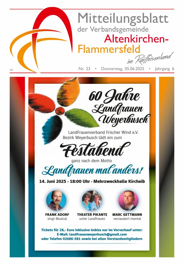 Mitteilungsblatt Verbandsgemeinde Altenkirchen-Flammersfeld Titelblatt 23/2025