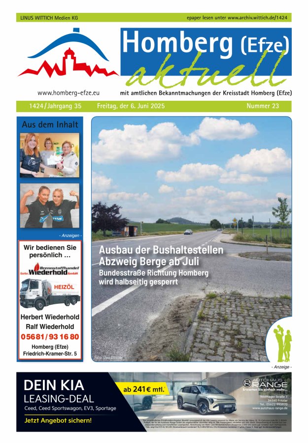 Homberg Efze aktuell Titelblatt 23/2025