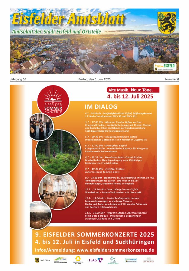 Eisfelder Amtsblatt Titelblatt 06/2025