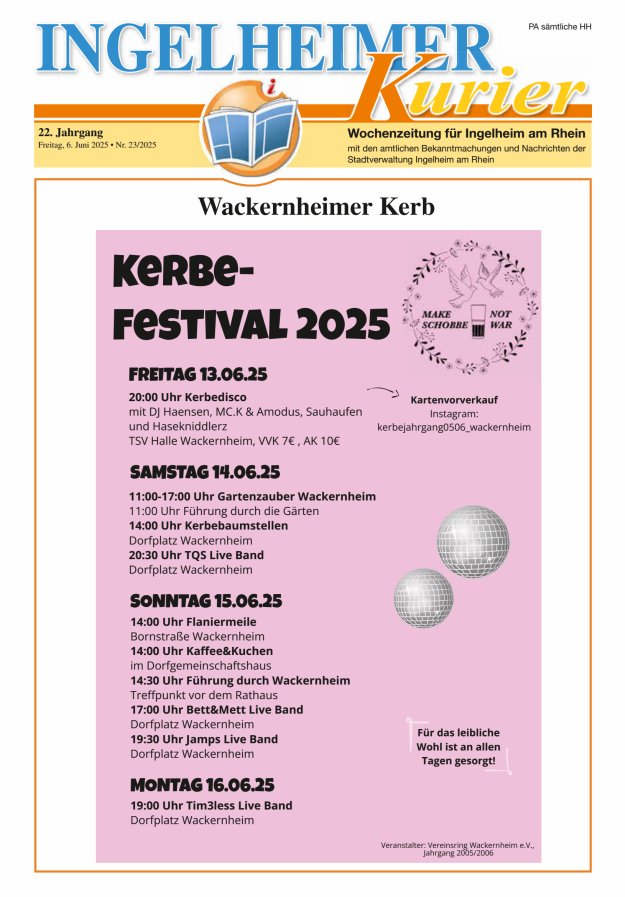 Ingelheimer Kurier Titelblatt 23/2025