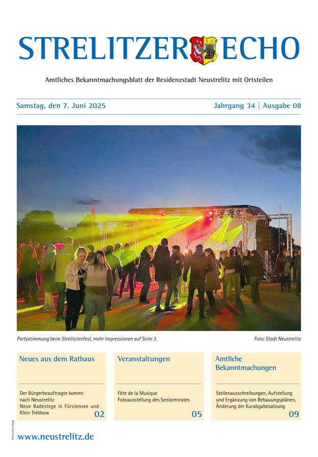Strelitzer Echo Titelblatt 08/2025