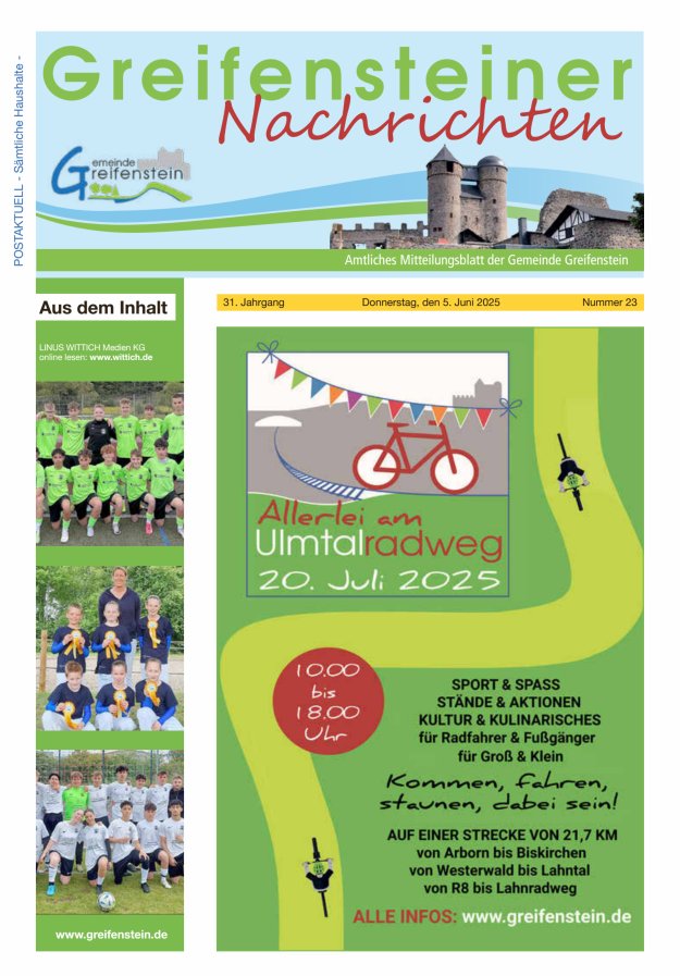 Mitteilungsblatt der Gemeinde Greifenstein Titelblatt 23/2025