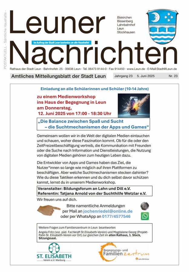 Leuner Nachrichten Titelblatt 23/2025