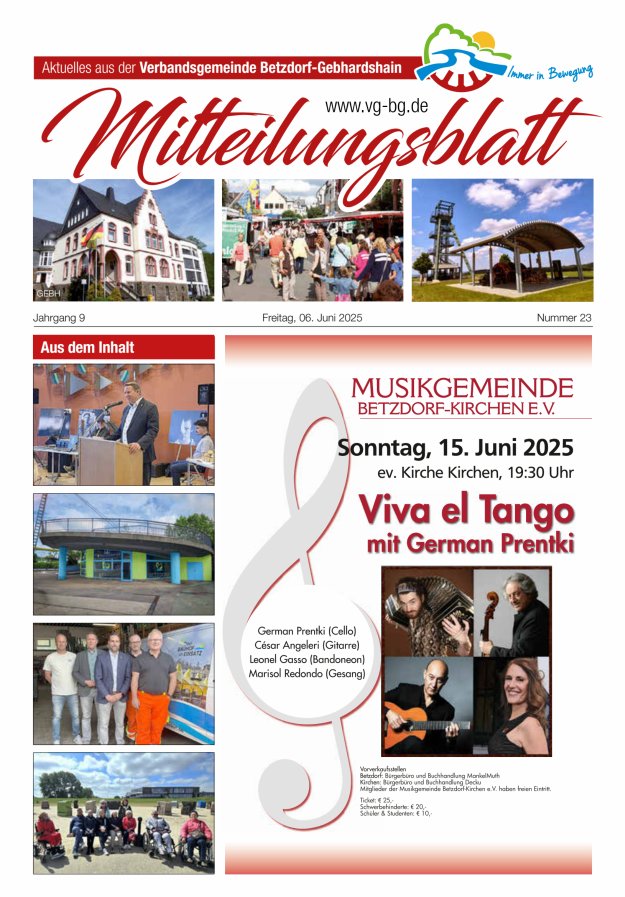 Aktuelles aus der VG Betzdorf-Gebhardshain Ausgabe Gebhardshain Titelblatt 23/2025