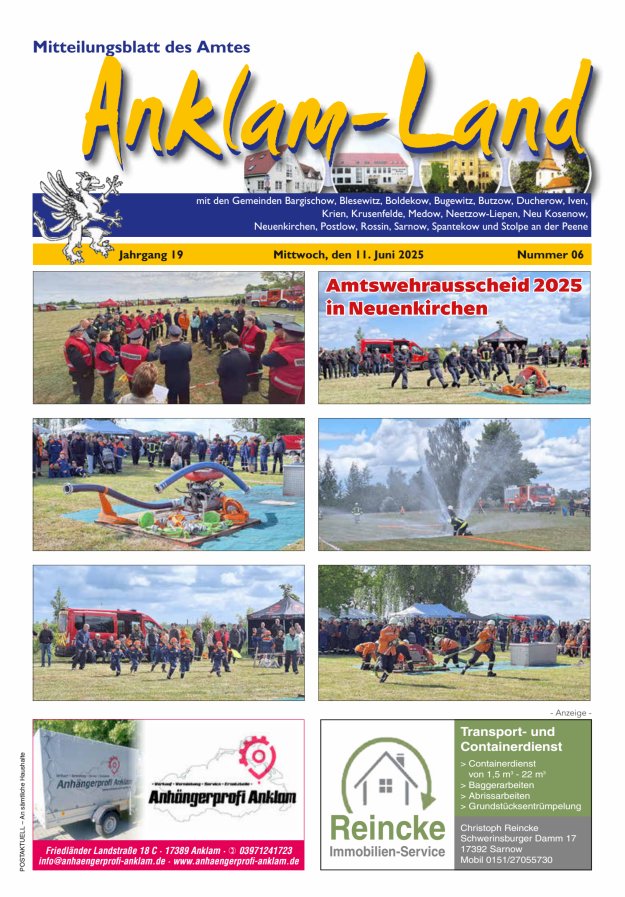 Mitteilungsblatt des Amtes Anklam-Land Titelblatt 06/2025