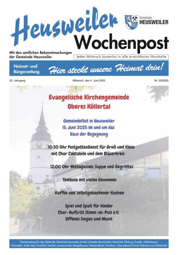 Heusweiler Wochenpost Titelblatt 23/2025