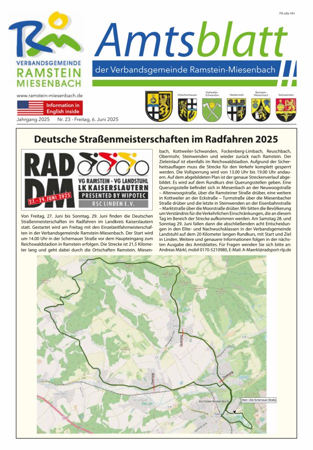 Amtsblatt VG Ramstein-Miesenbach Titelblatt 23/2025