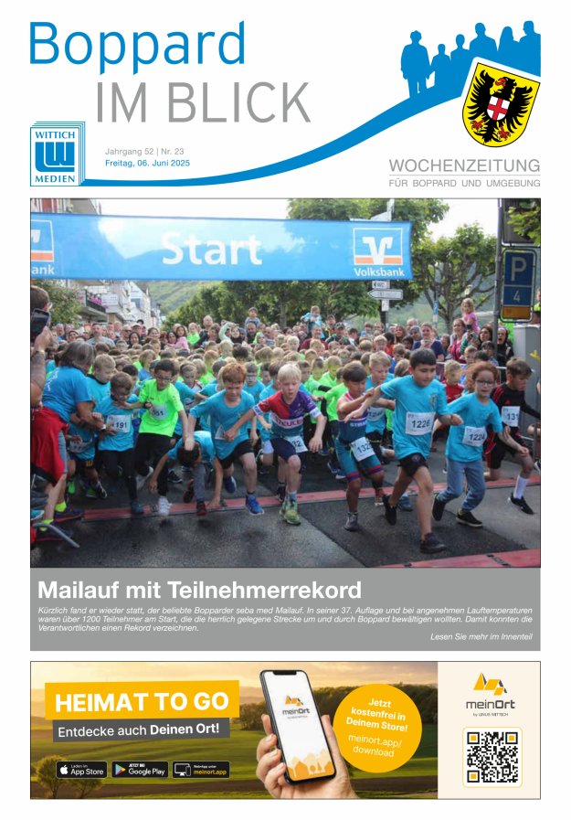 Boppard im Blick - Heimatzeitung für die Stadt Boppard Titelblatt 23/2025