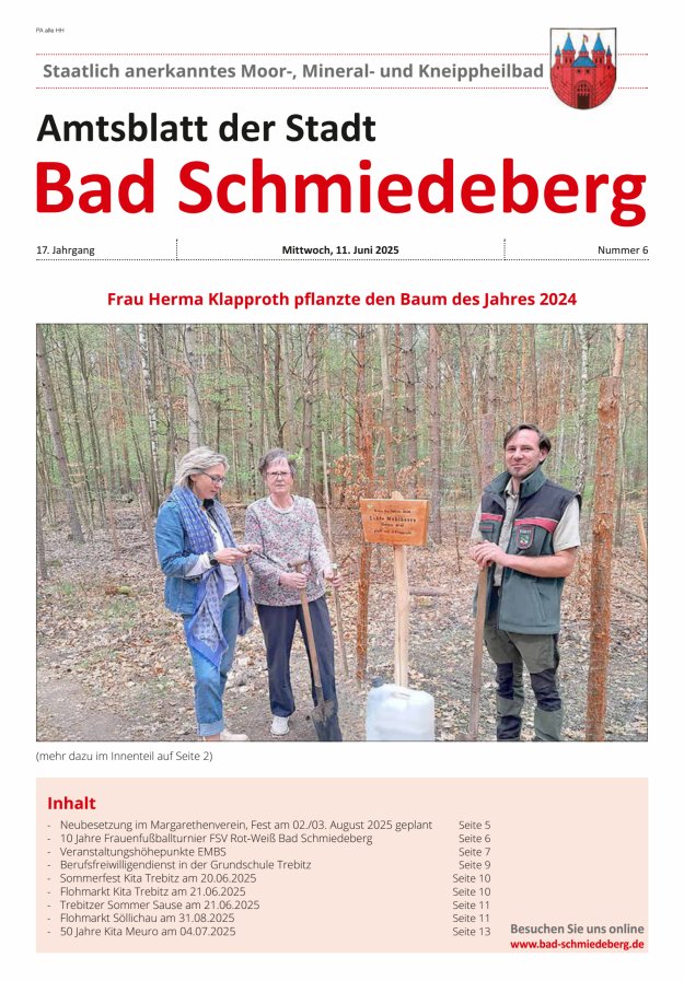 Amtsblatt der Stadt Bad Schmiedeberg Titelblatt 06/2025