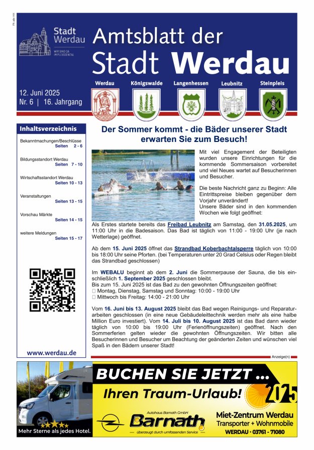 Amtsblatt der Stadt Werdau Titelblatt 06/2025