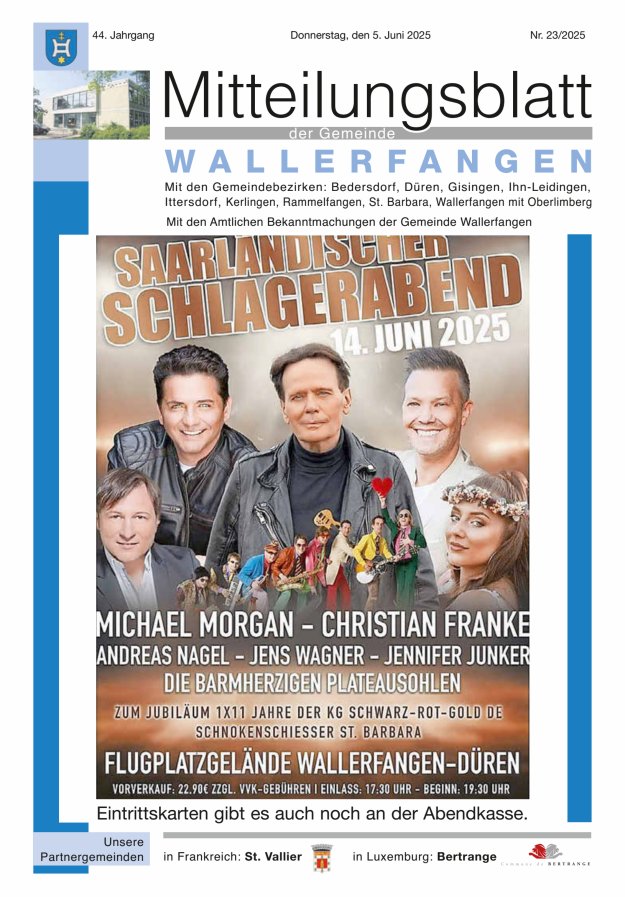 Mitteilungsblatt Gemeinde Wallerfangen Titelblatt 23/2025