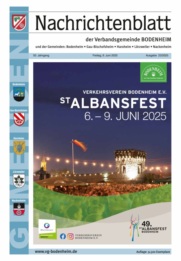 Nachrichtenblatt der VG Bodenheim              Titelblatt 23/2025